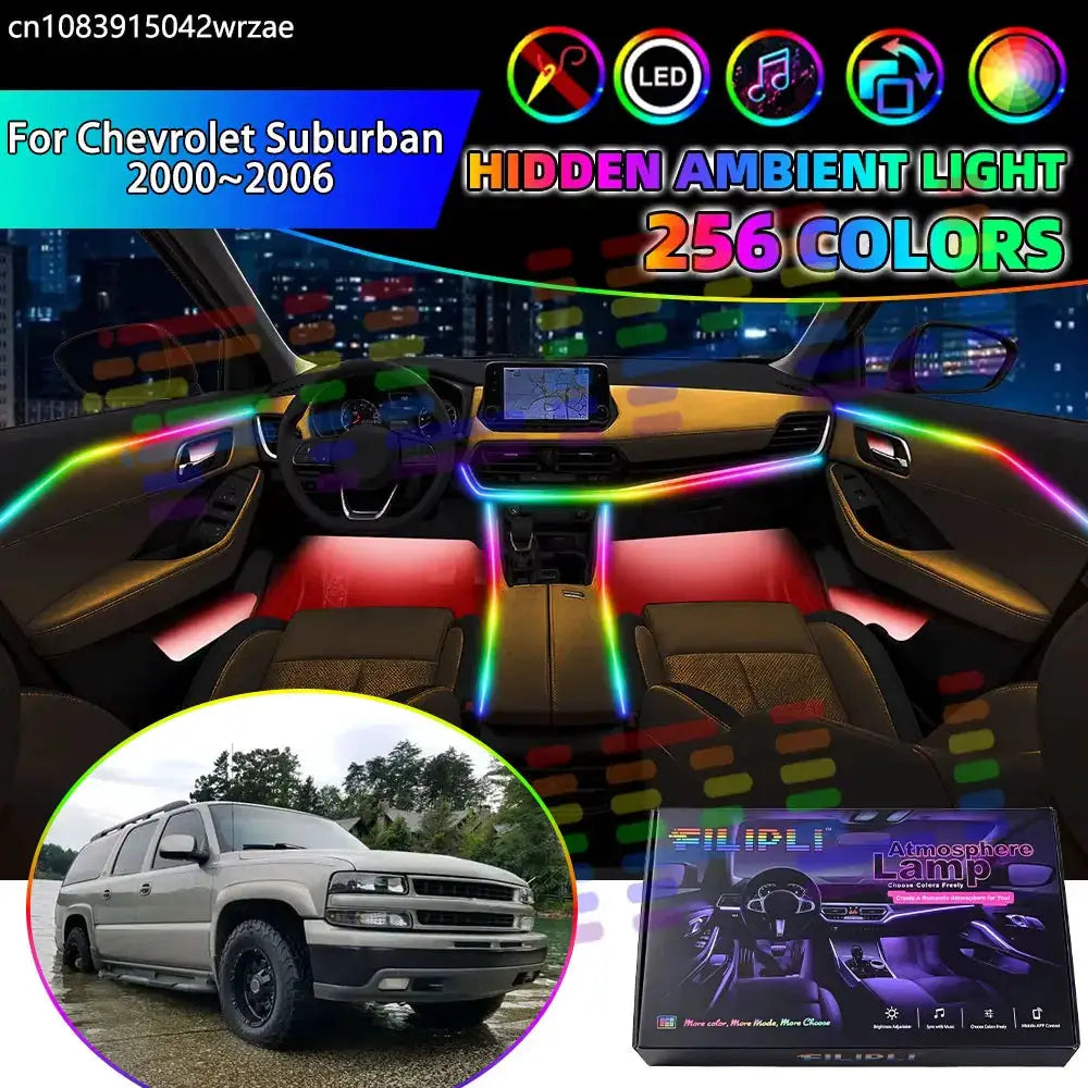For Chevrolet Suburban 2000~2006 MK9 GMT830 RGB Car Interior Ambient Lights Strips Breathing Lighting Kit App Control LED strips by InterCyprus Trading Ltd