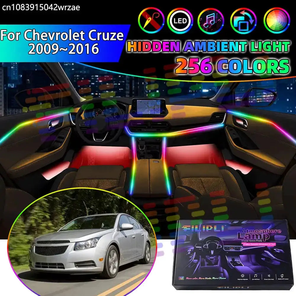 For Chevrolet Cruze 2009~2016 J300 MK1 1th RGB Car Interior Ambient Lights Strips Breathing Lighting Kit App Control LED strips by InterCyprus Trading Ltd