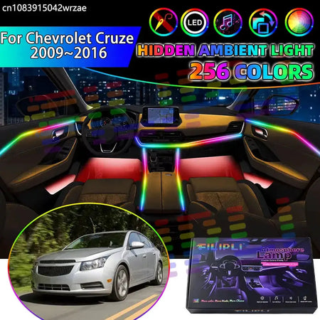 For Chevrolet Cruze 2009~2016 J300 MK1 1th RGB Car Interior Ambient Lights Strips Breathing Lighting Kit App Control LED strips by InterCyprus Trading Ltd