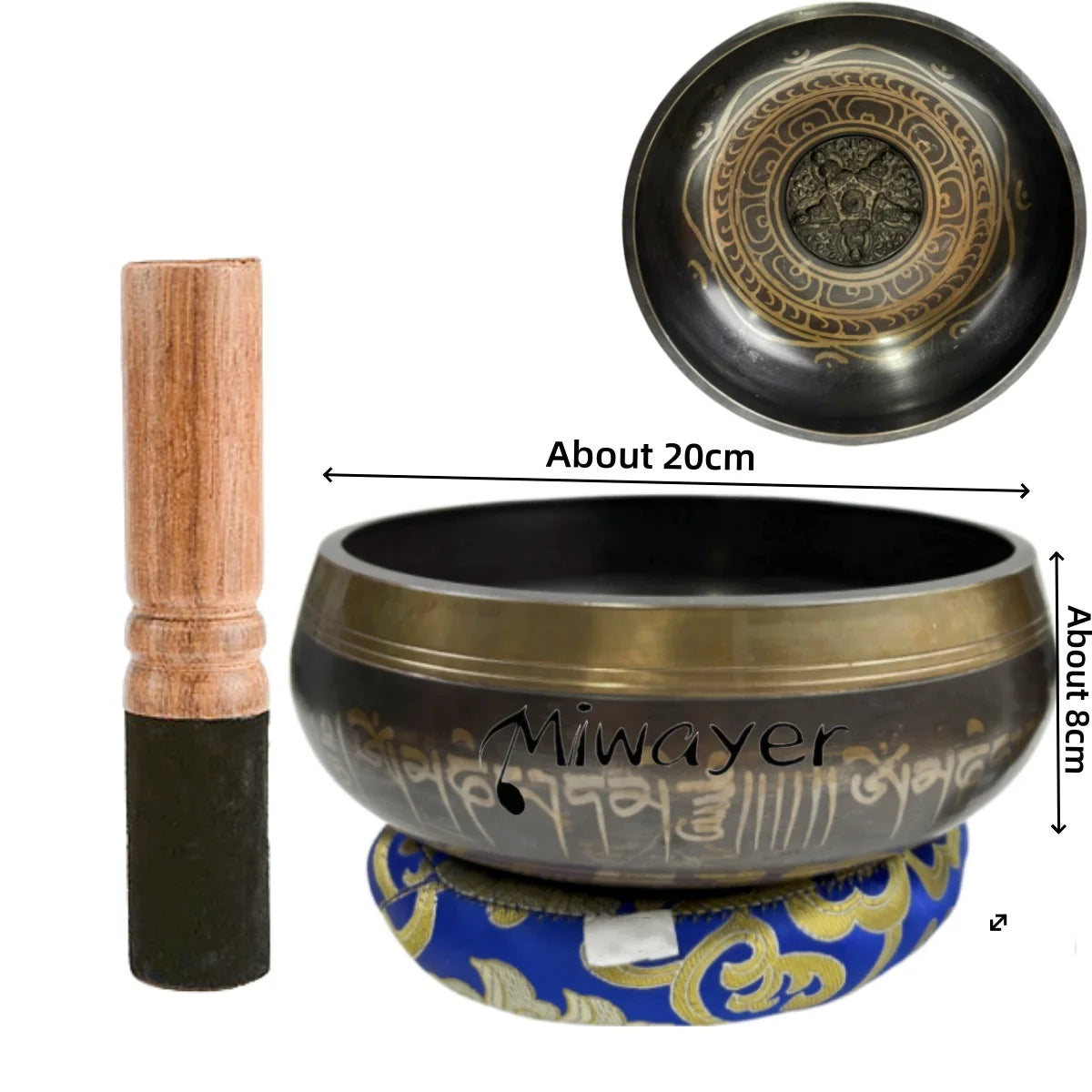Tibetan Singing Bowl Set 8.5 to 20 cm - Meditation Aid 20cm