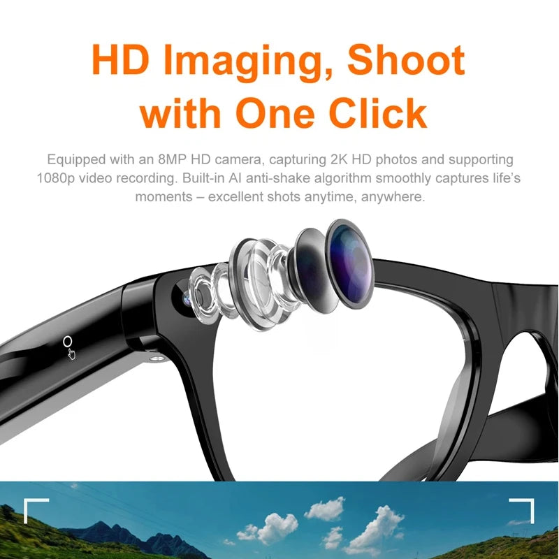 Lenovo AI Smart Video Glasses 800W HD Upgrade Shooting Camera Photo Video Voice Call Translation Bluetooth AI Motorcycle Glasses