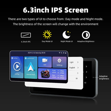 EKIY 6.3 Inch Wireless CarPlay Moto Android Auto GPS &ndash; Waterproof Portable Motorcycle Navigation Display