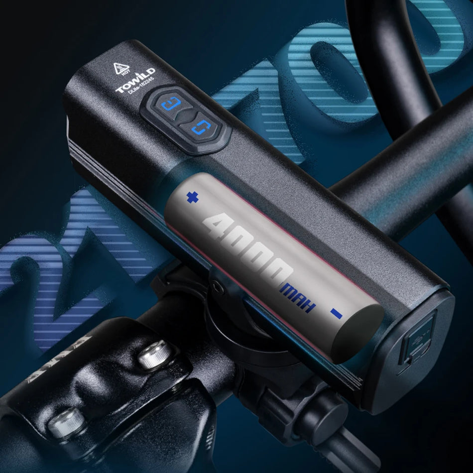 TOWILD DLite1200 Bicycle Light With 1600LM Dual Focus Flood Beam, Aluminum Alloy Front Headlight IPX6