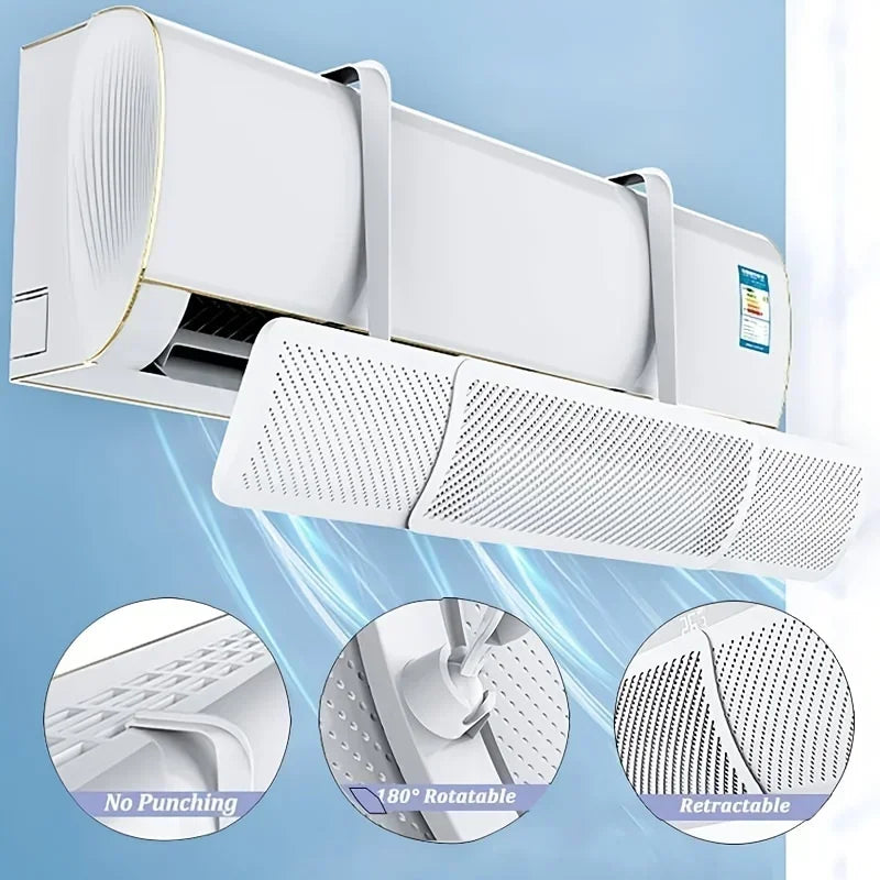Adjustable Wind Shield for Car AC, Anti Direct Blowing, PVC Dust Cover