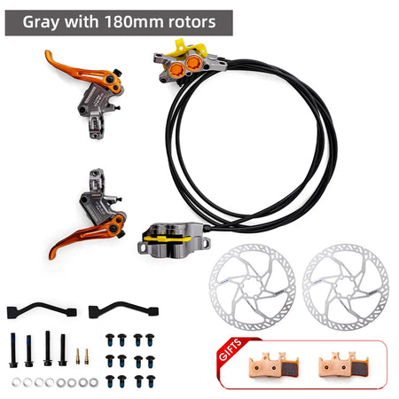 2025 ONIRII IIIPRO R2X4 MTB Hydraulic Disc Brake &ndash; 4-Piston High Performance Braking Gray with rotors
