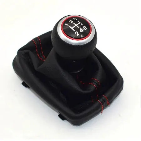 Gear Shift Knob with Leather Cover for Audi A4 B6 B7 5 6 Speed Manual by InterCyprus Trading Ltd