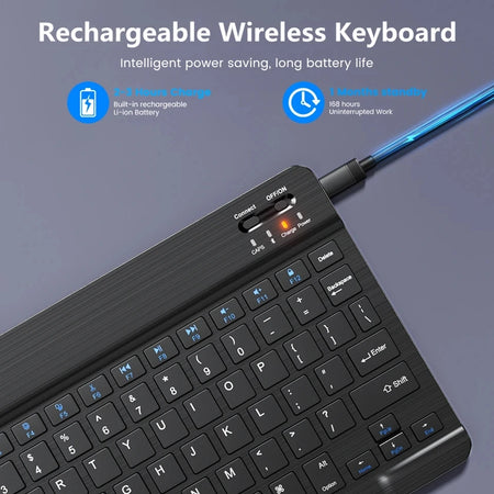 Portable Spanish-English Bluetooth Keyboard and Mouse &ndash; Wireless Convenience for Tablets and PCs