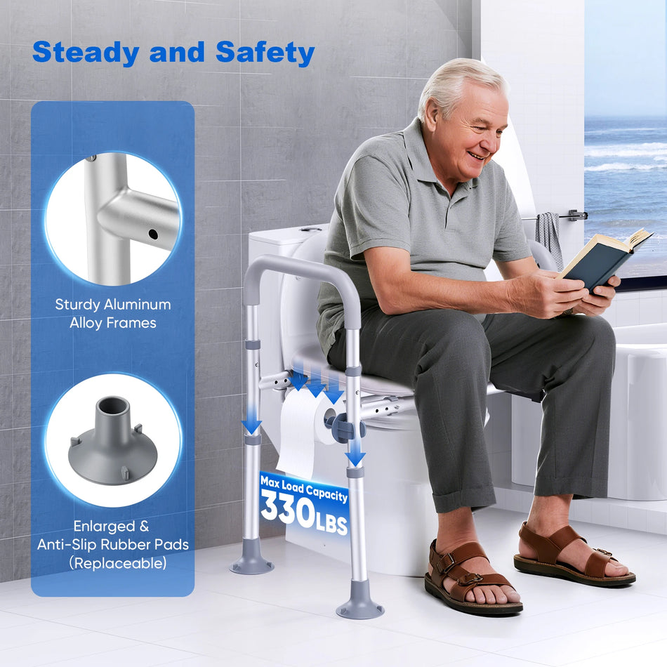 Zvýšené WC sedadlo s madlami protišmykové 6 nastaviteľné