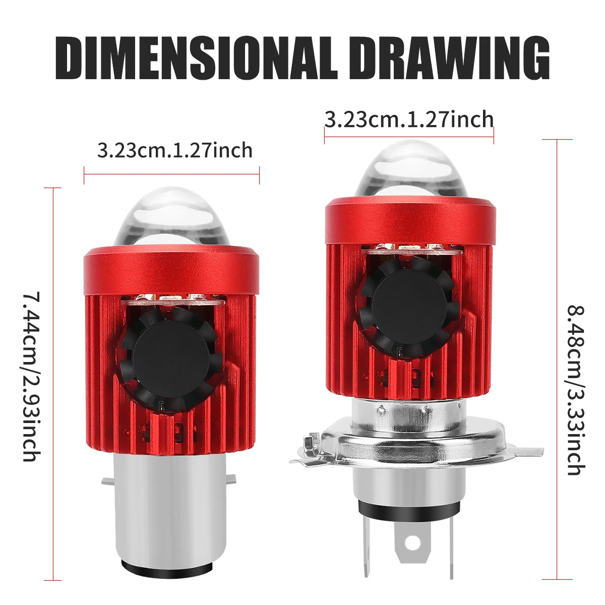 KEVANLY H4 H6 BA20D LED Motorcycle Light Bulb &ndash; Dual Color White Yellow Fisheye Lens