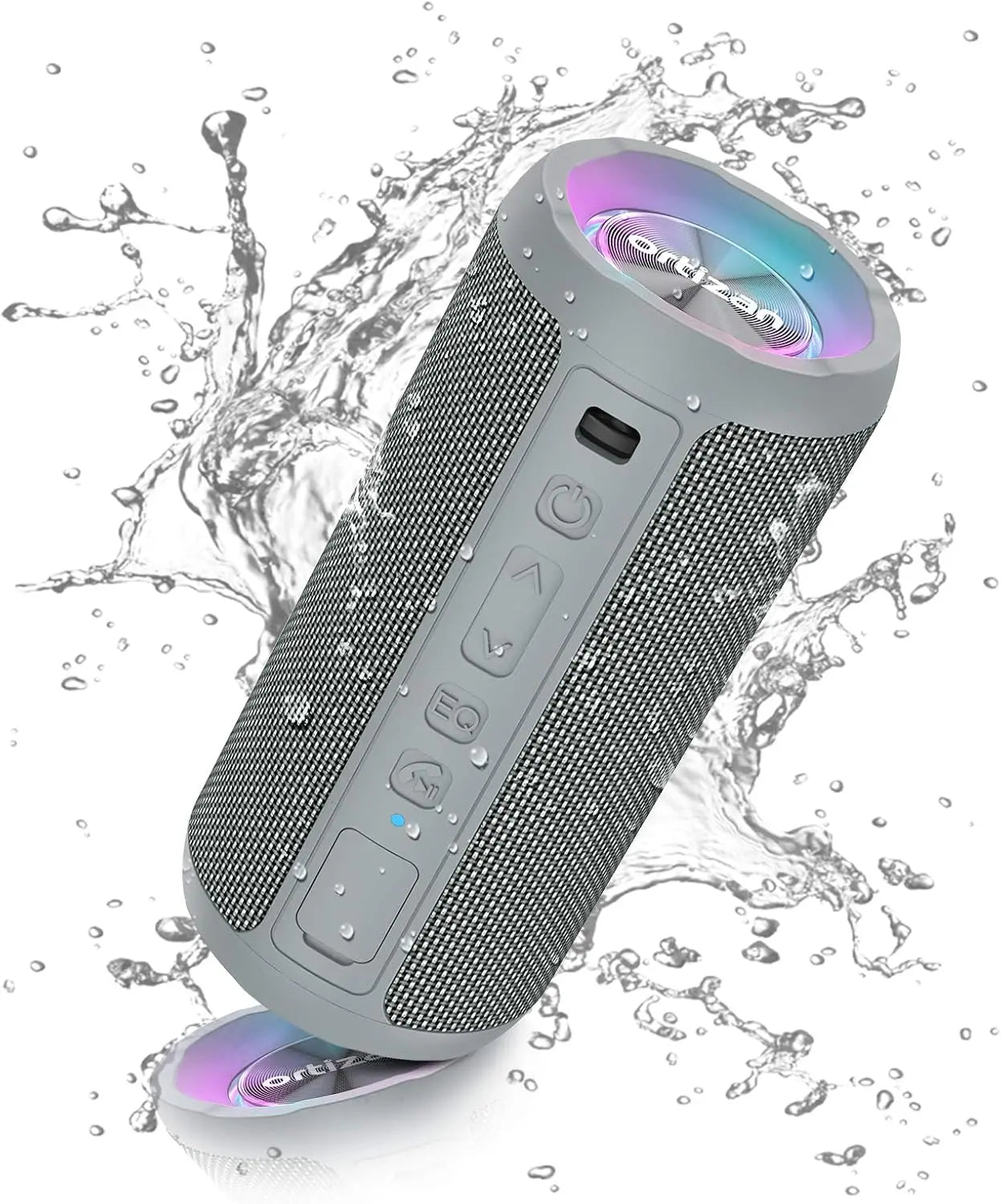 Ortizan X10 Waterproof Bluetooth Speaker with 24W Stereo Sound and LED Light GRAY
