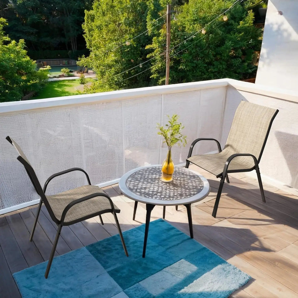 Set Of 6 Stackable Patio Chairs All Weather Outdoor Dining