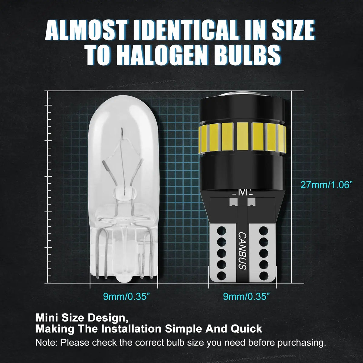 Bevinsee W5W T10 LED Bulb 12V CANBUS Interior Light 6500K