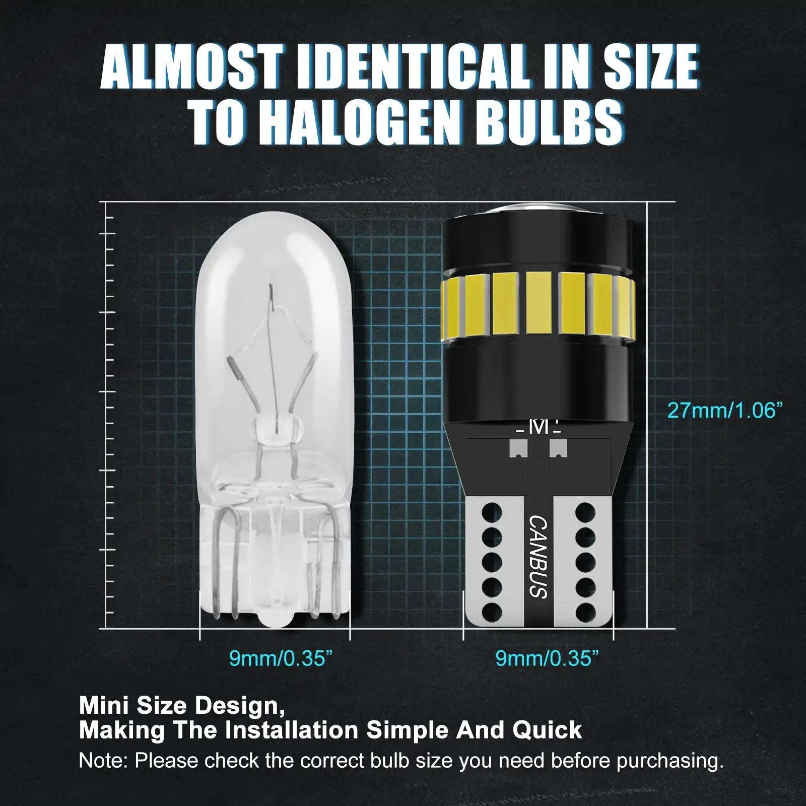 Bevinsee W5W T10 LED Bulb 12V CANBUS Interior Light 6500K