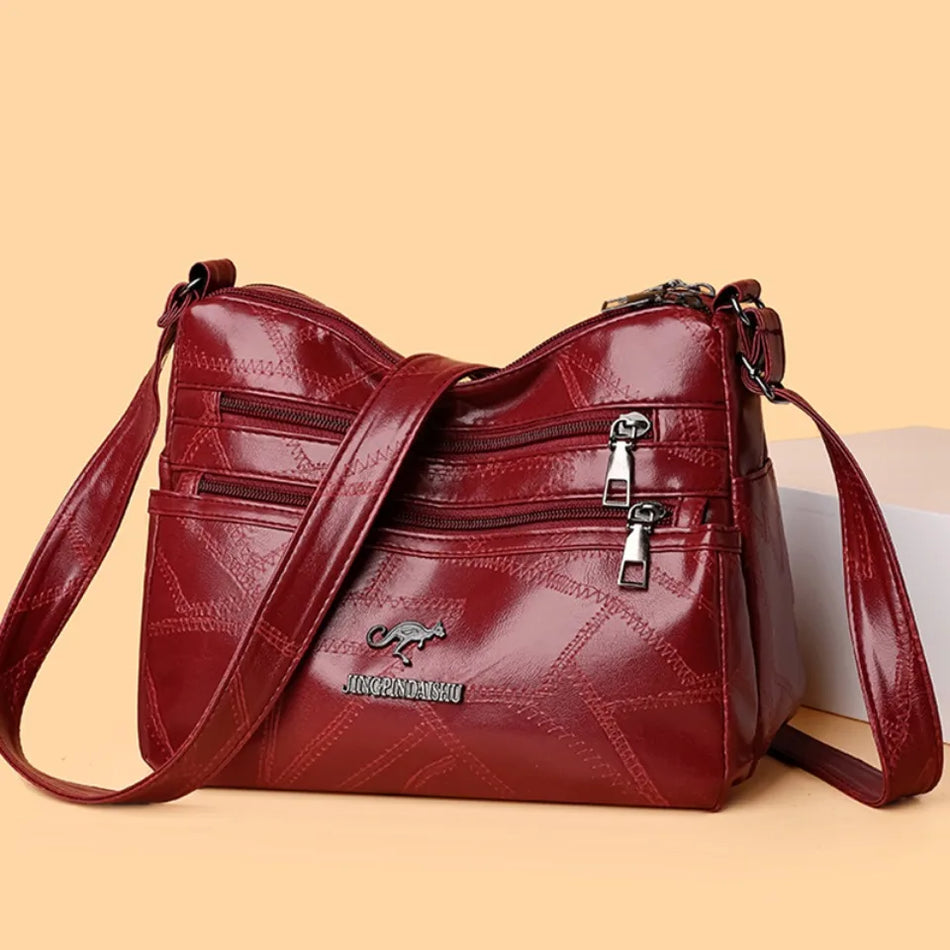 Geantă crossbody din piele PU cu multiple buzunare pentru femei, geantă de umăr vintage de lux