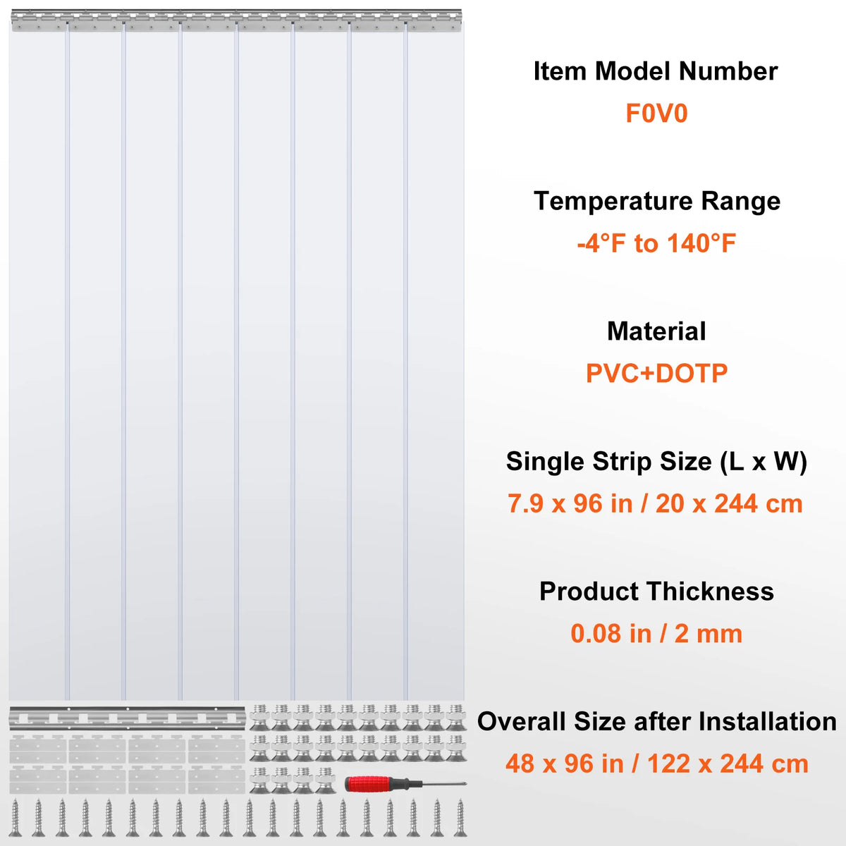 SucceBuy 2mm Door Strip Curtain &ndash; Clear PVC Windproof 96 x 48in / CZECH REPUBLIC
