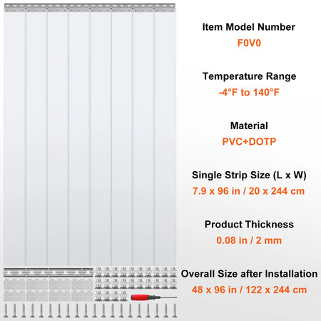 SucceBuy 2mm Door Strip Curtain &ndash; Clear PVC Windproof 96 x 48in / CZECH REPUBLIC