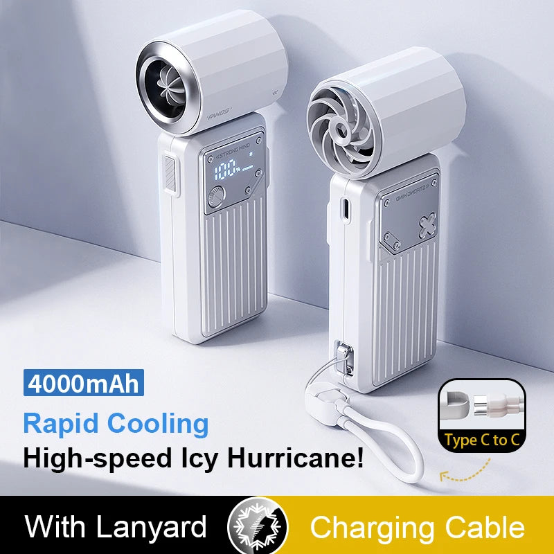 Mini Handheld Fan 4000mAh &ndash; High-Speed Brushless Motor with Digital Display