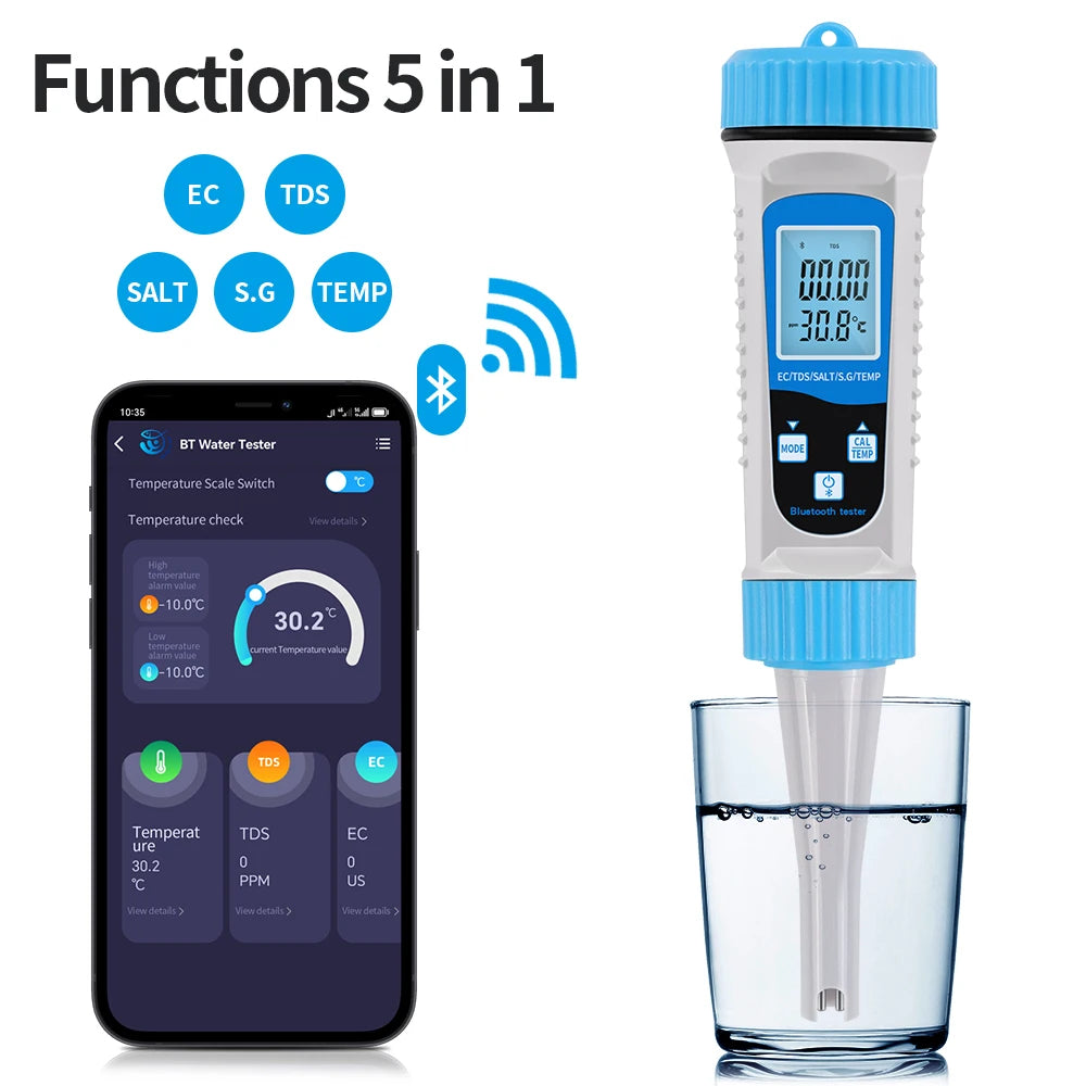 BT-785 5 In 1 TDS Meter &ndash; Bluetooth App Compatible Default Title