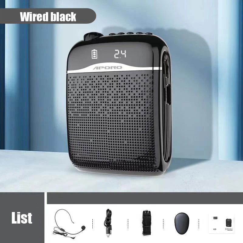 APORO T21 Wireless Voice Amplifier &ndash; 20W Bluetooth 5.0 Black-Wired Version