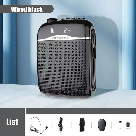 APORO T21 Wireless Voice Amplifier &ndash; 20W Bluetooth 5.0 Black-Wired Version