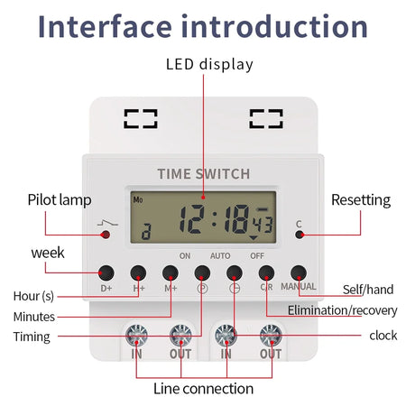 Timer 220V 60A DIN Rail Timer Switch - Weekly Programmable