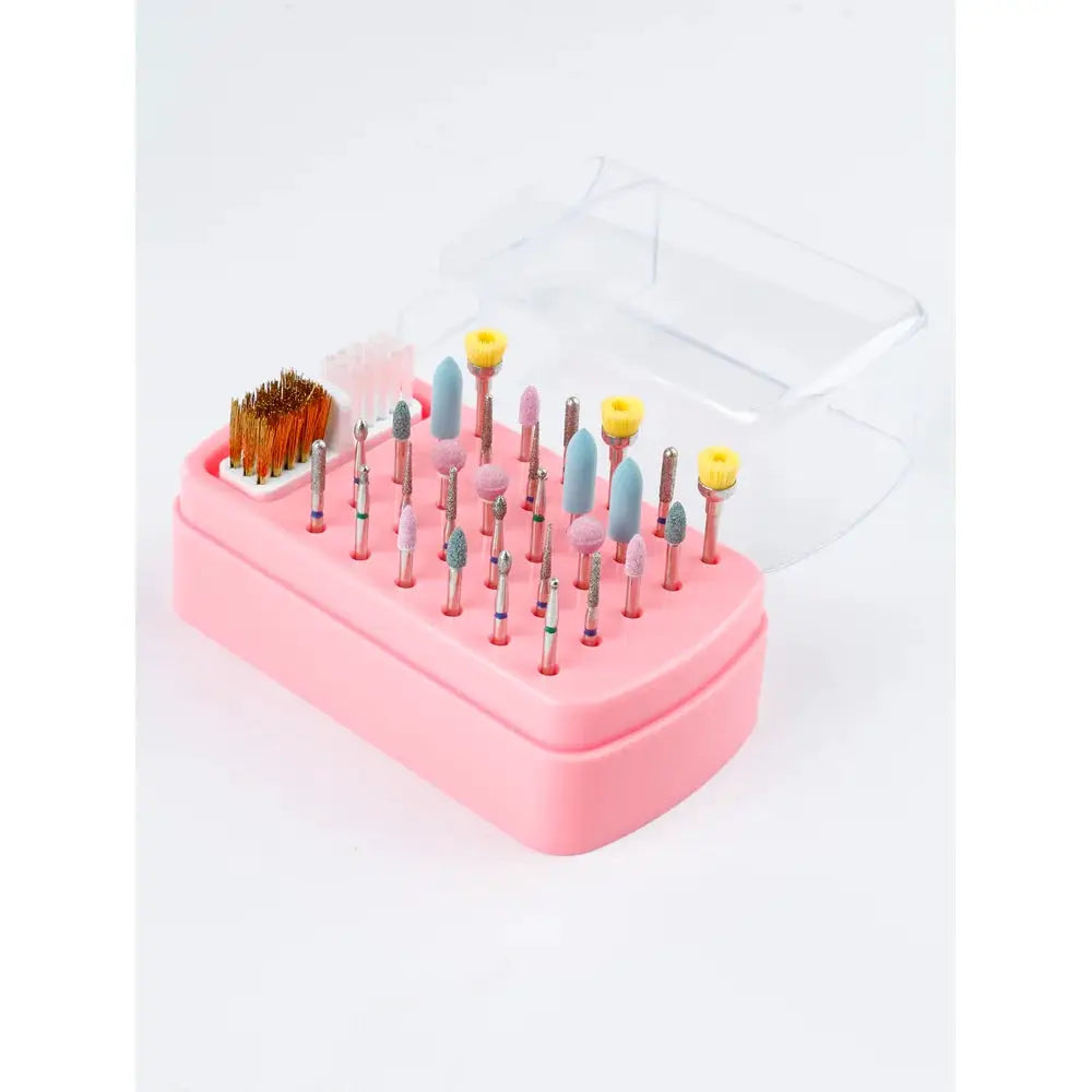 30 holes sanding head storage box with cleaning brush empty box anti-dust split tungsten steel ceramic nail tools by InterCyprus Trading Ltd