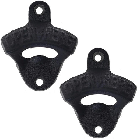 Wall Mounted Beer Opener Cast Iron Black 2Pack &ndash; Heavy Duty Cast Iron