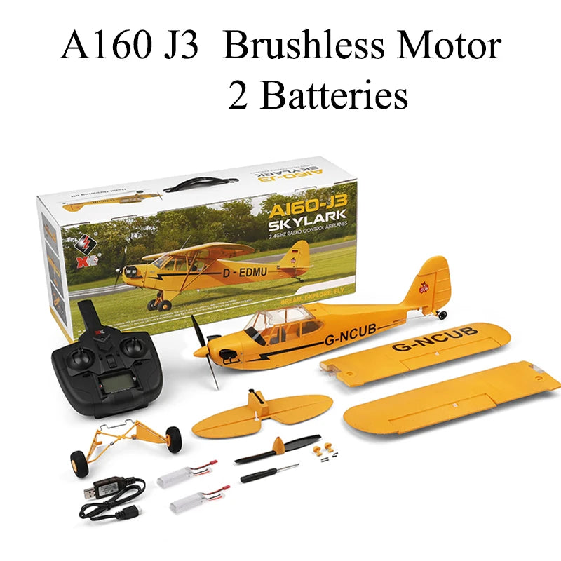 Wltoys A160 J3-CUB RTF 2.4G Brushless RC Airplane &ndash; Ready to Fly A160 2Batteries