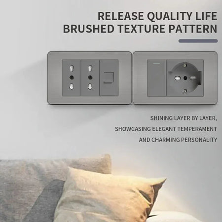 118 Grey Tuya Wifi Wall Socket &ndash; USB Type-C Brushed Finish