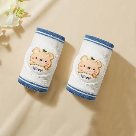 Baby Knee Pads For Crawling &ndash; Breathable Mesh Comfort Blue Bear / 0-4 Years Old