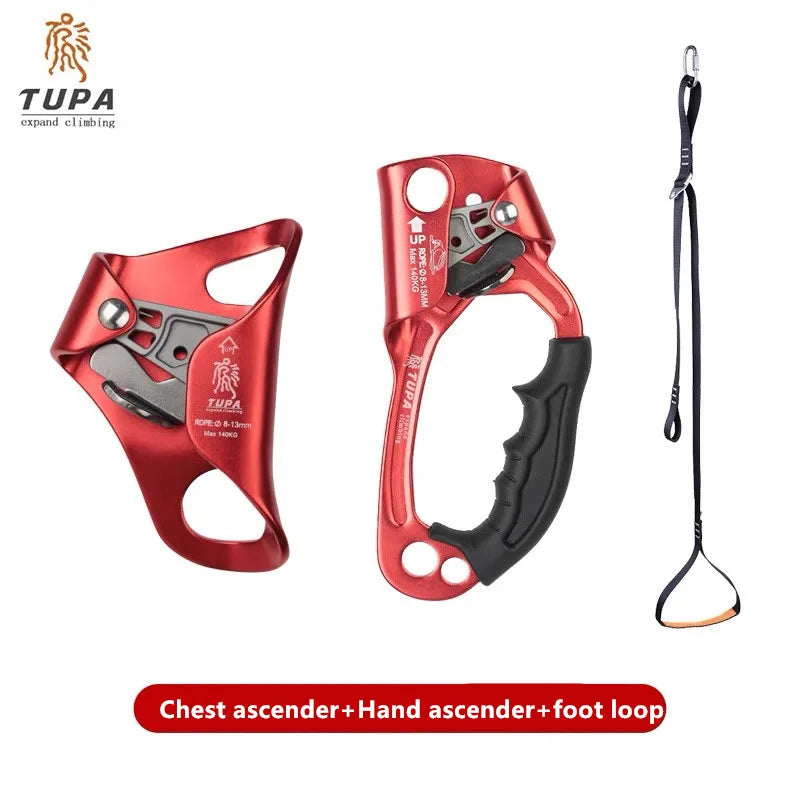 Chest Ascender &ndash; Lightweight Aluminum Body For Climbing Red ascender set B
