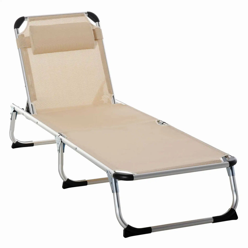 Alu Fabric Garden Sun Lounger Foldable Fivefold Adjustable