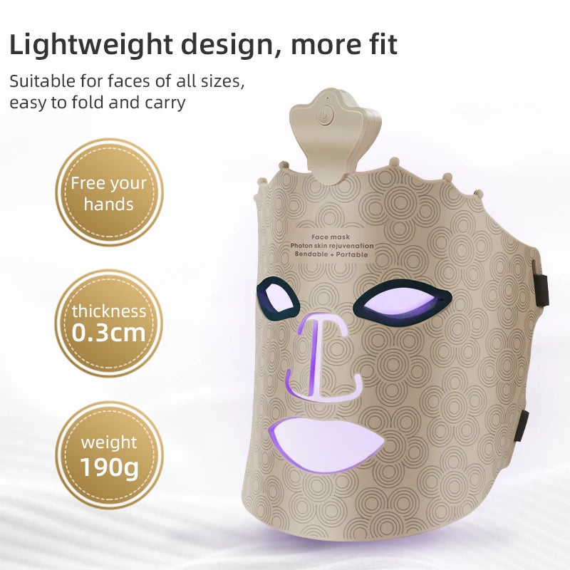 Red Light Facial Mask With 7 Color LED Therapy, Silicone Full Face 240 LEDs