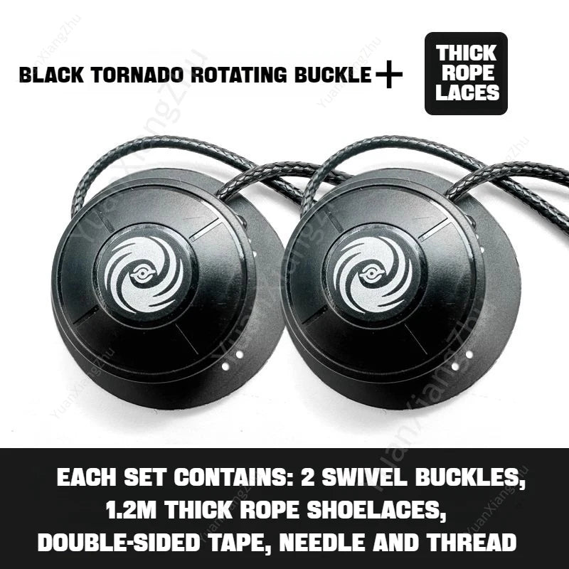 Automatic Swivel Buckle No-Tie Elastic Shoelaces for Adults and Kids Black Tornado / CHINA