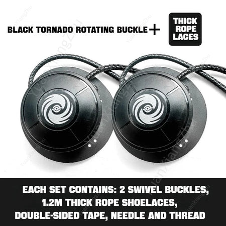 Automatic Swivel Buckle No-Tie Elastic Shoelaces for Adults and Kids Black Tornado / CHINA