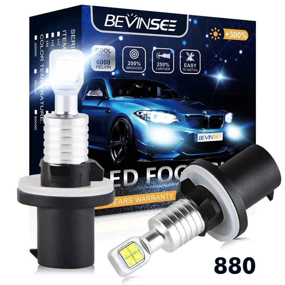 Bevinsee 2 Pack 880 H27W1 LED Mistlampen DRL 12V Kit