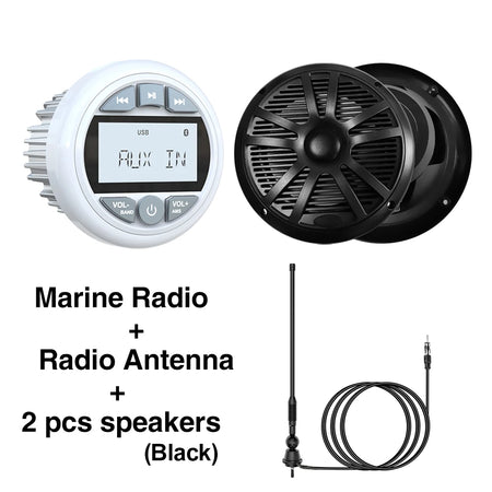 MS-12RV-1 RV Stereo Radio &ndash; Bluetooth IPX5 200W Output Radio Black ANT