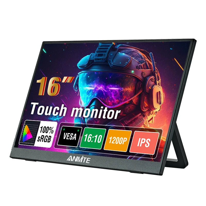 Anmite 16-Inch Portable Touch Monitor &ndash; 1200P HDR with Low Blue Light Touch Screen Version