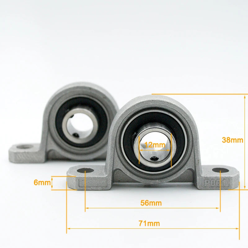 KP001 Pillow Block Bearing 12mm Zinc Alloy - Compact Design CHINA / 10Pcs