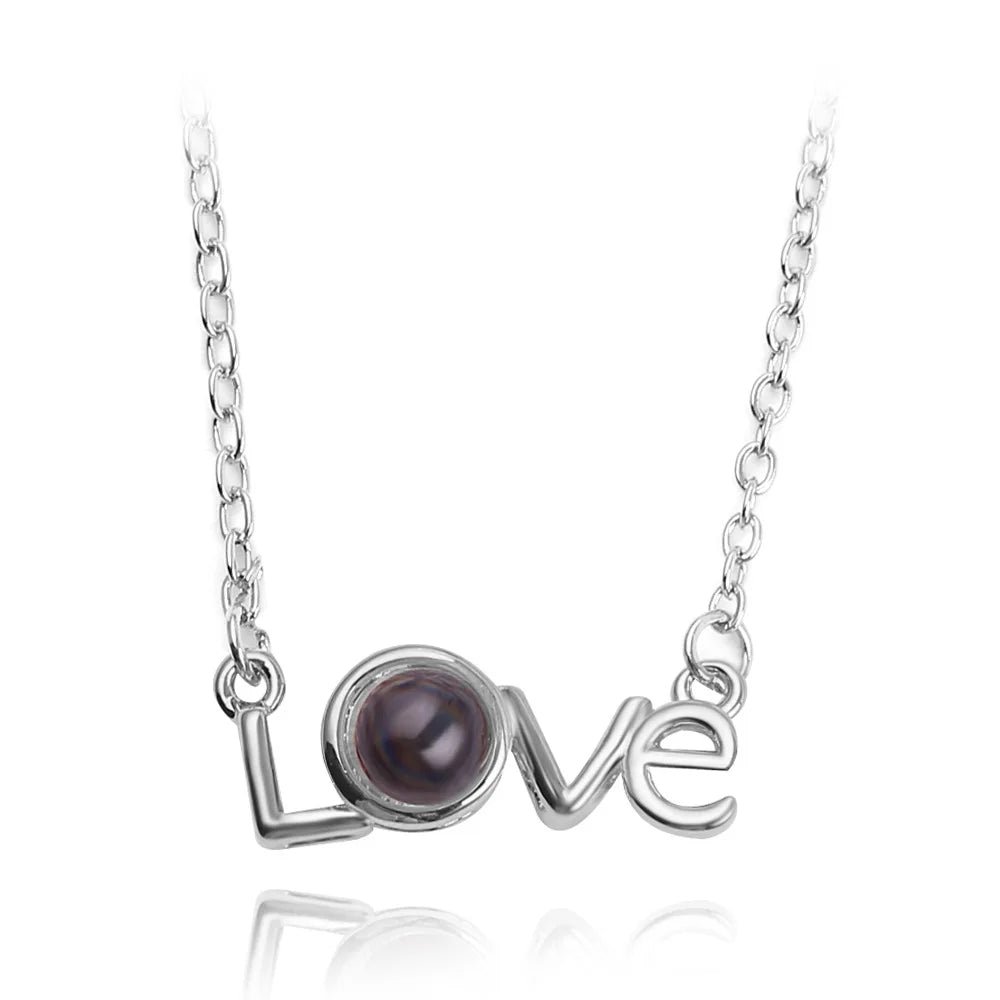 100 Languages of Love Heart Pendant Necklace for Couples