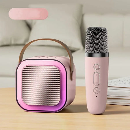 Portable Wireless Karaoke Speaker &ndash; RGB LED Lights Included Pink with 1Mic
