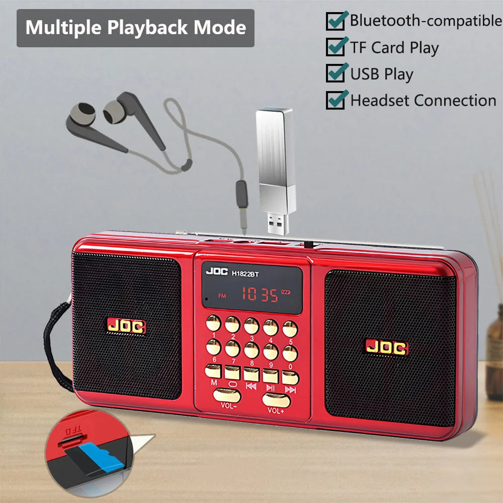 Portable Wireless FM Radio Speaker with Bluetooth and Rechargeable Battery