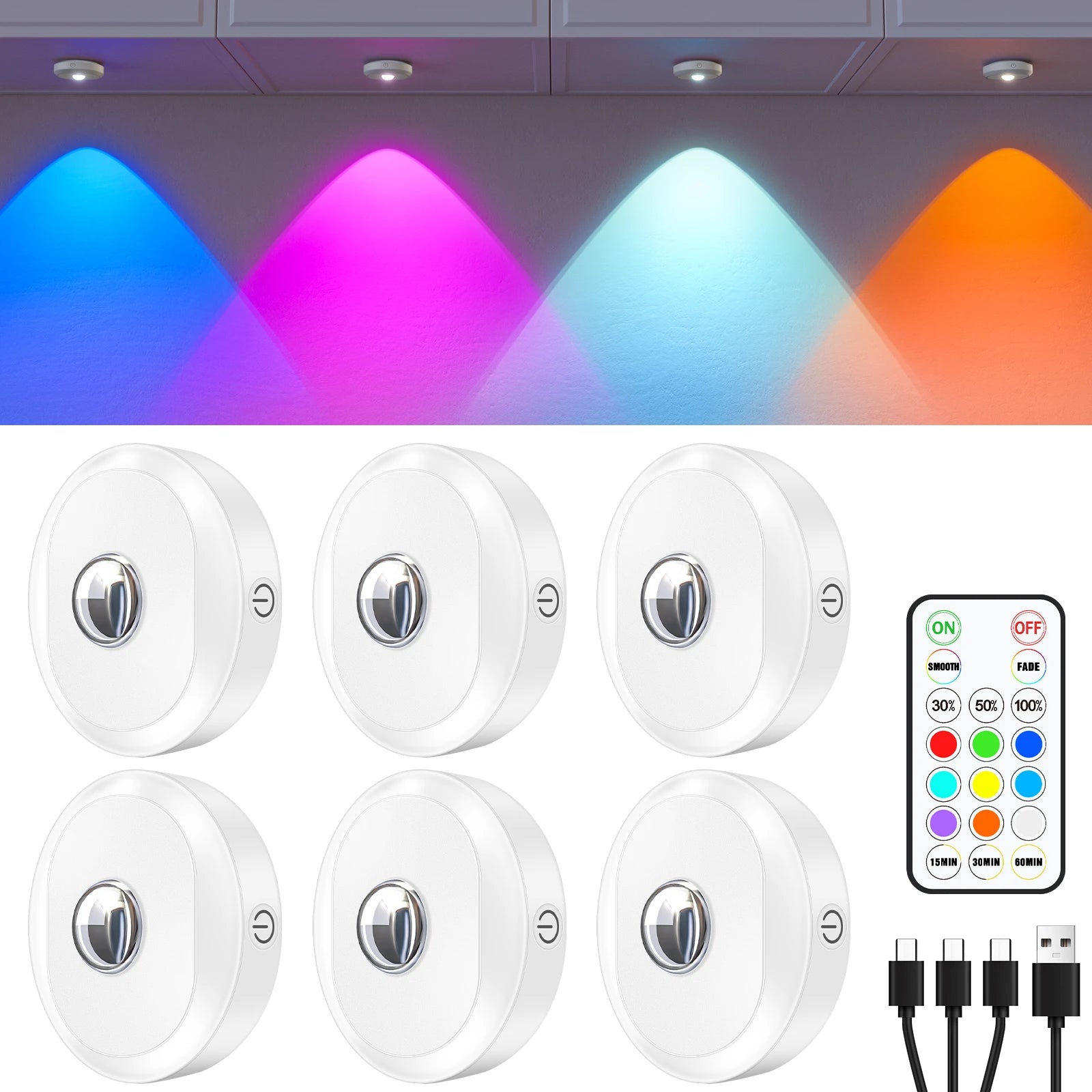 Willed RGB Night Lights 6 Pack &ndash; Remote Dimmable Lighting