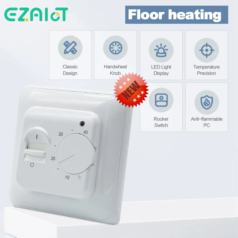 Electric 16A Floor Heating Thermostat &ndash; Mechanical Control