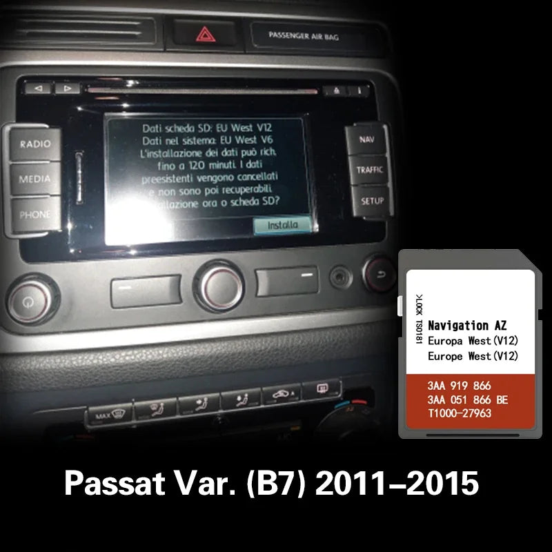 VW Passat B7 2011-2015 RNS315 AZ V12 SD Card &ndash; 8GB Fast Nav Passat Var (B7) / CHINA