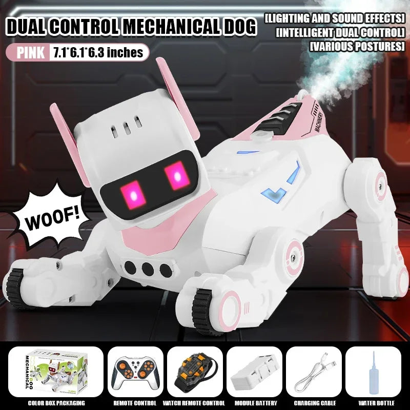Four Wheel Remote Control Robot Dog &ndash; Light Sound Spray Dual RC-light red