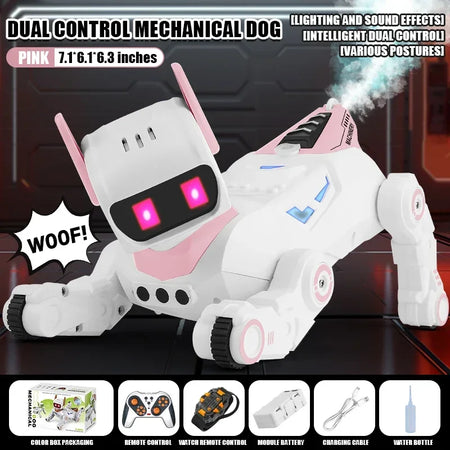 Four Wheel Remote Control Robot Dog &ndash; Light Sound Spray Dual RC-light red