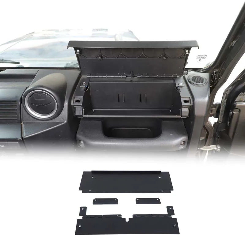 Кутия за съхранение с капак за таблото от черна въглеродна стомана за Defender