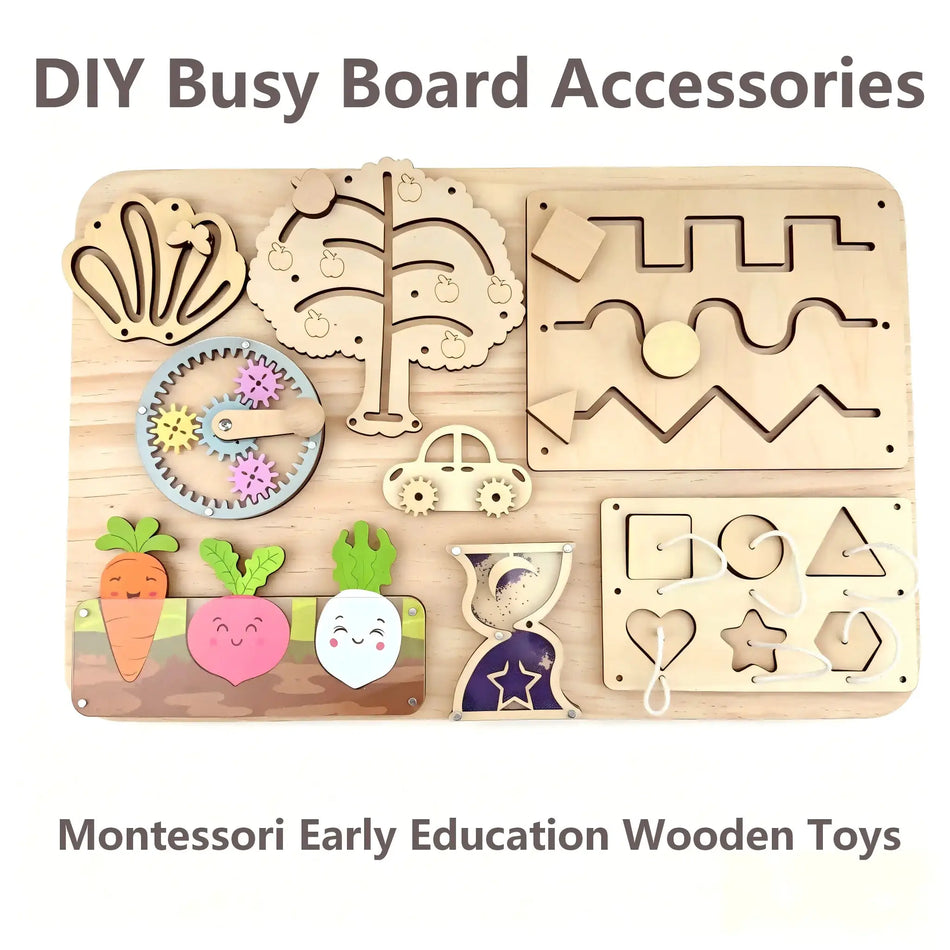 Wooden Busy Board DIY Accessories for Montessori Early Learning Kids Toy by InterCyprus Trading Ltd