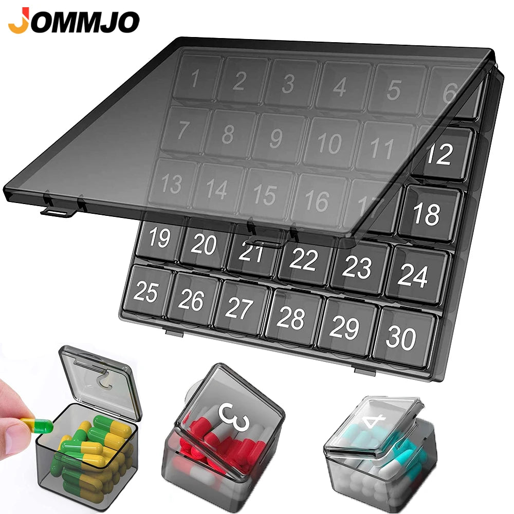 30-Day Large Compartment Monthly Pill Organizer for Vitamins and Medication, BPA-Free Pill Case